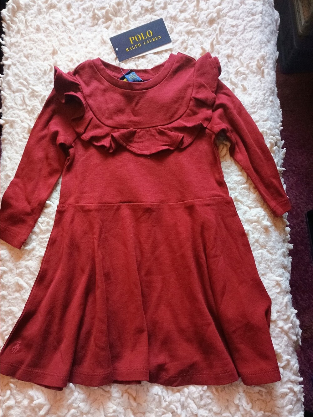 Polo Ralph Lauren Children Ruffled Burgundy Dress, Not Red Size 2